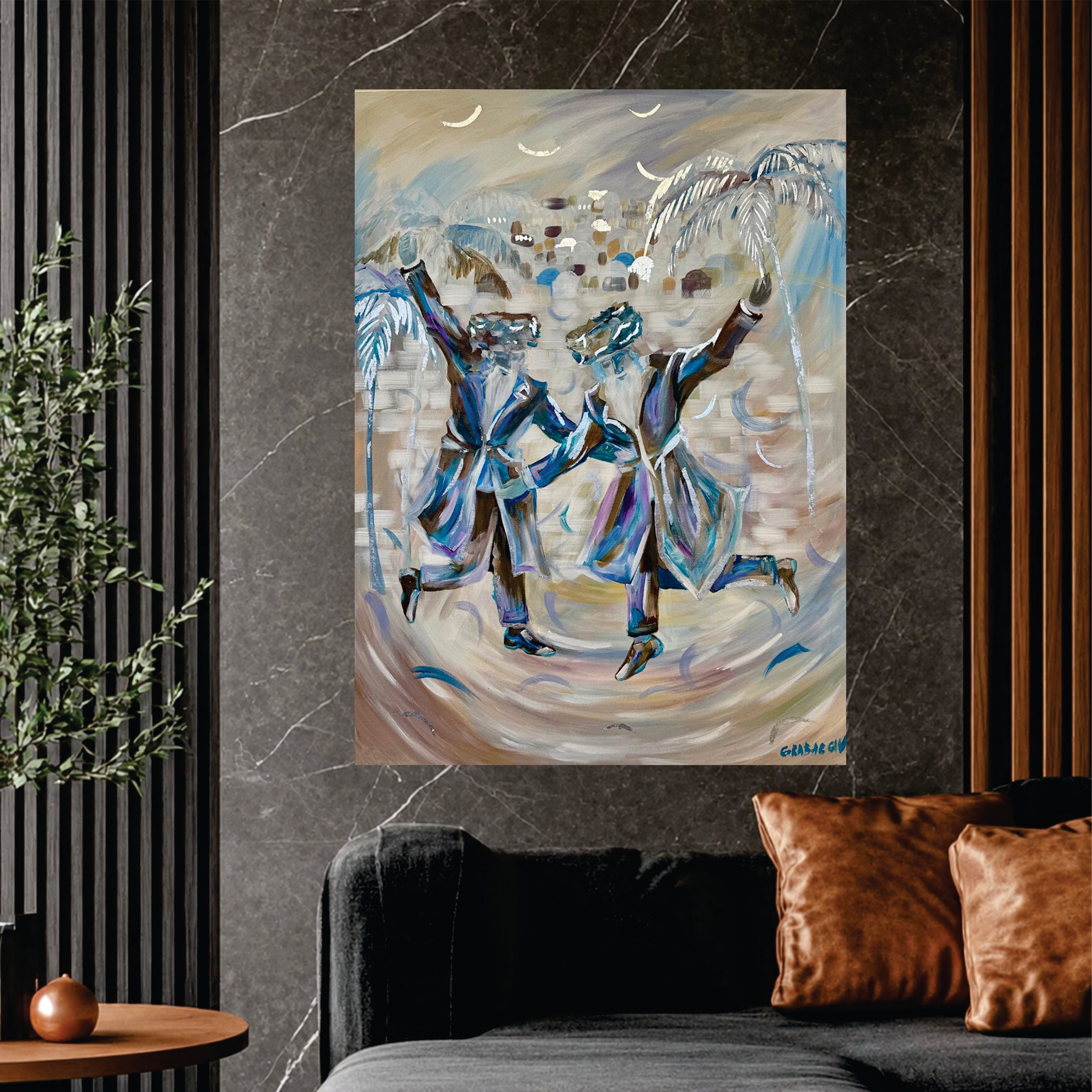 " Hasidic Dancers " - Original by artist Anna Grabar