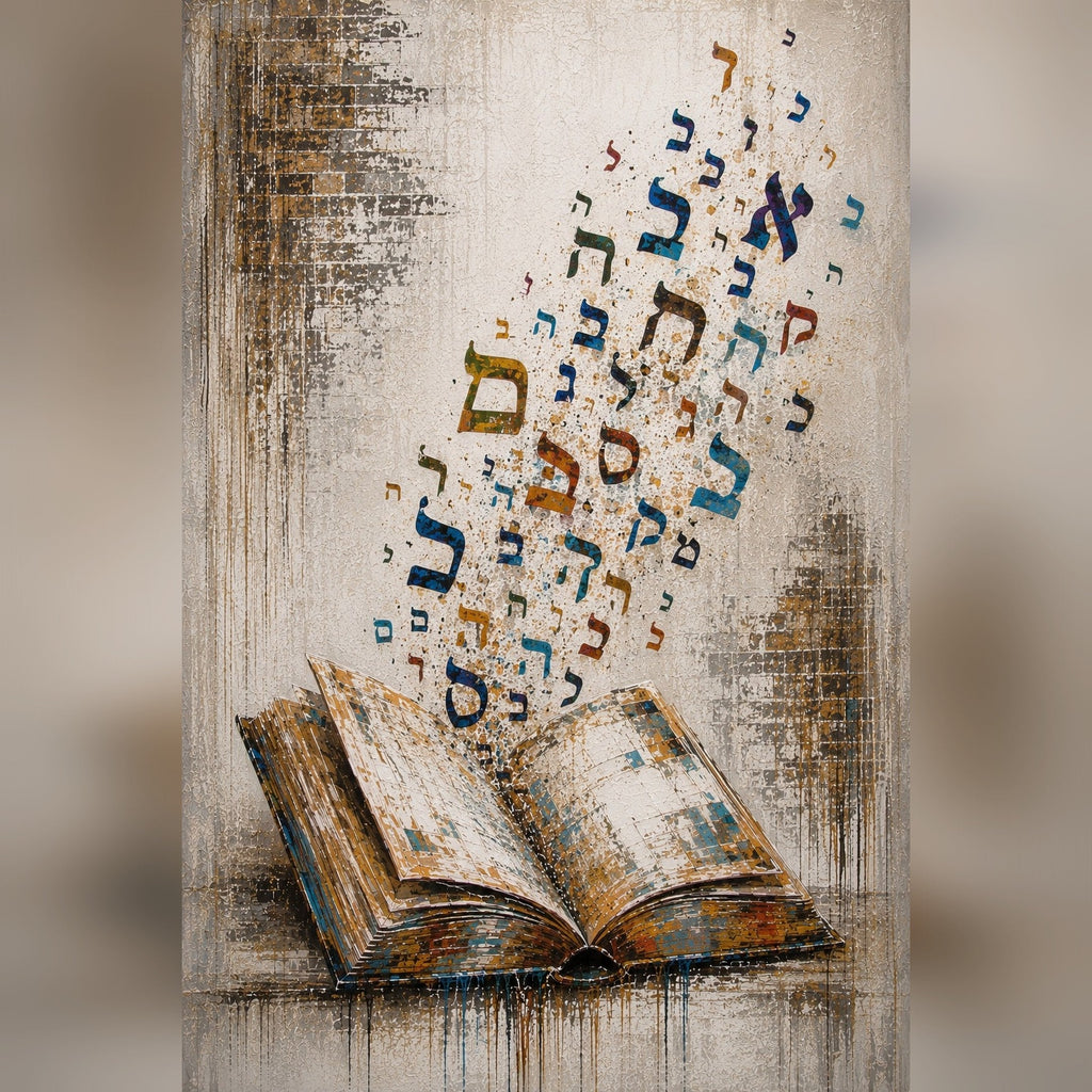 Open Book Letters Rising by Raphael Moshé — flat art